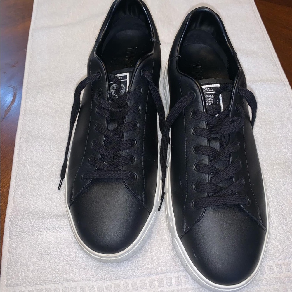 Versace black and white low top sneakers